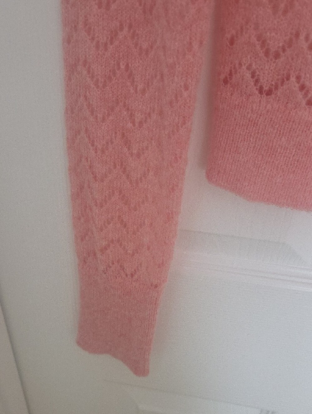 Zara Coral-Pink Openwork Button Cardigan. NWT. Size S - Picture 5 of 7